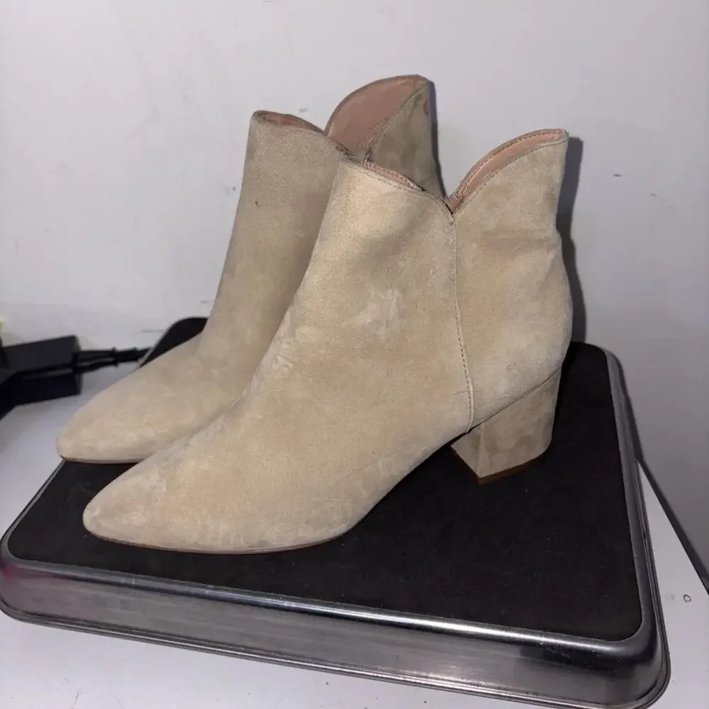 NEW COLE HAAN ANKLE BOOTS SIZE 5 1/2 B BEIGE‎ SUEDE LEATHER #370